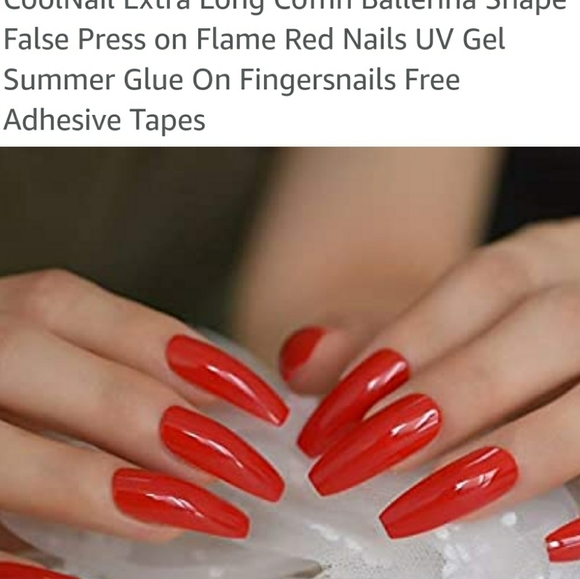 LUCY RED xlong COFFIN 💅 NAILS PRESS ON - Picture 4 of 10